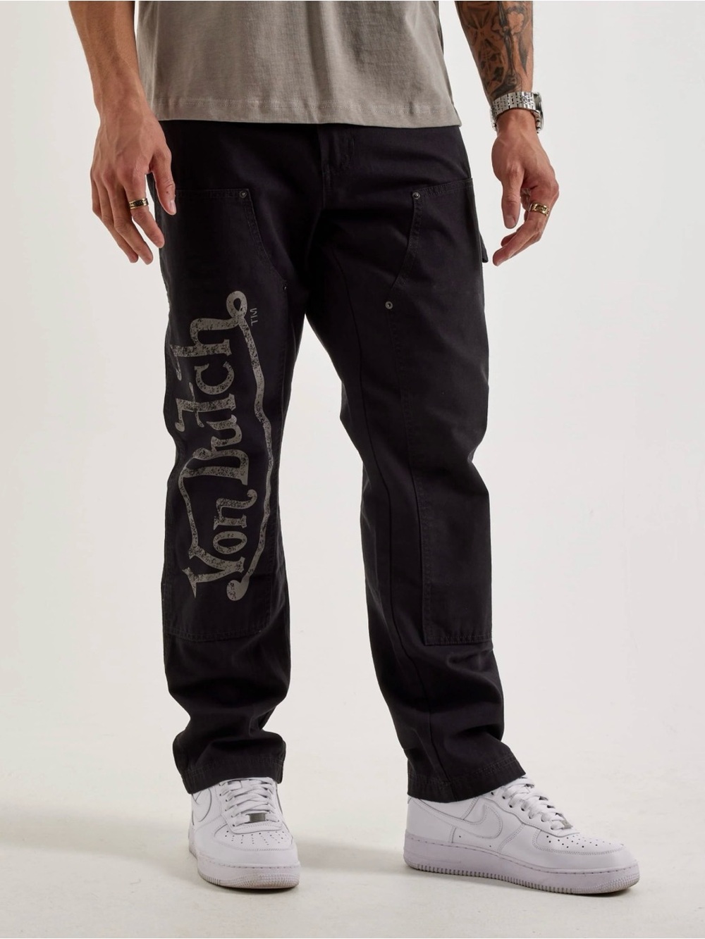 Von Dutch men’s streetwear designer black straight cargo pants size 38 NEW